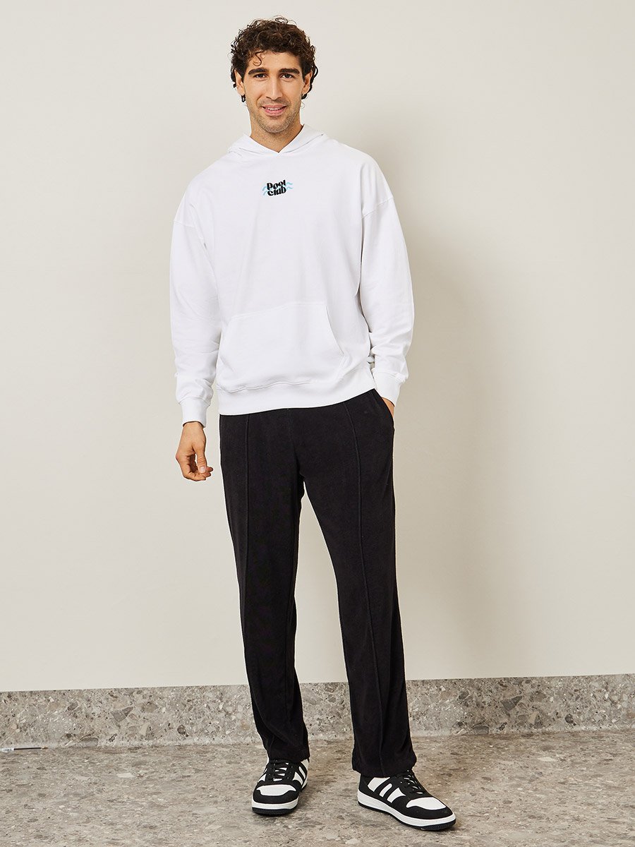 Oversized Front and Back Outdoor Puff Print Terry Hoodie
