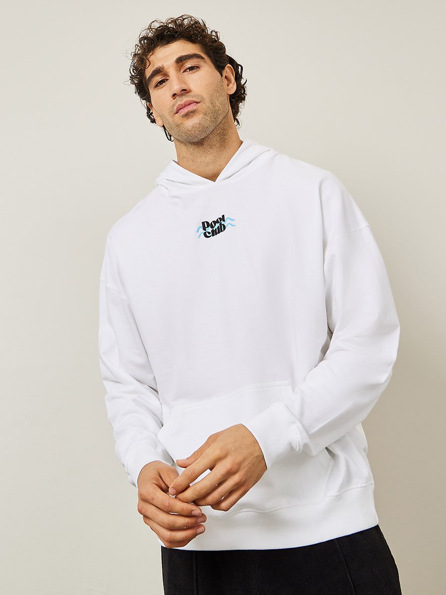 Oversized Front and Back Outdoor Puff Print Terry Hoodie