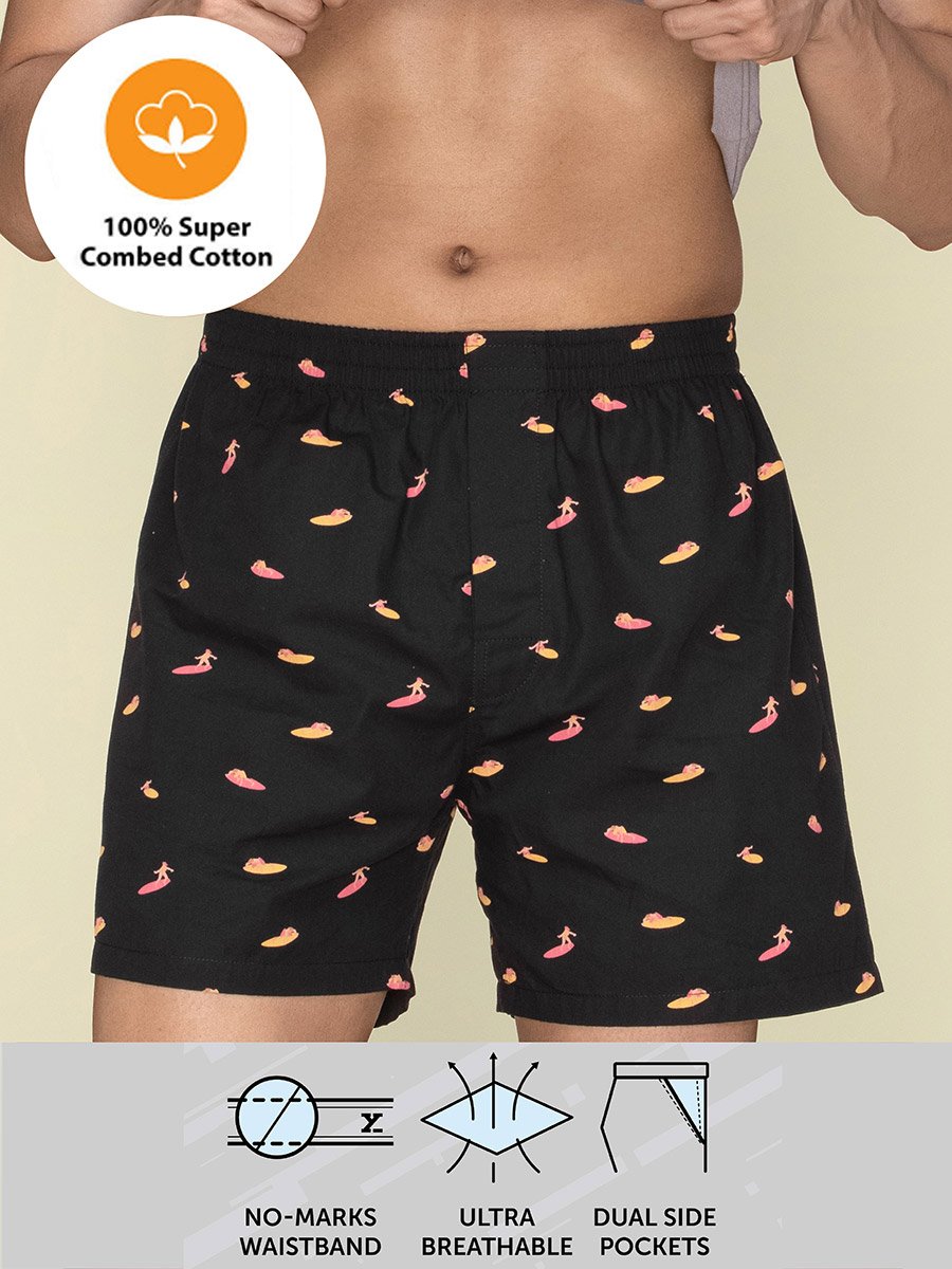 Printed Cotton Boxer Shorts with Elasticated Waistband