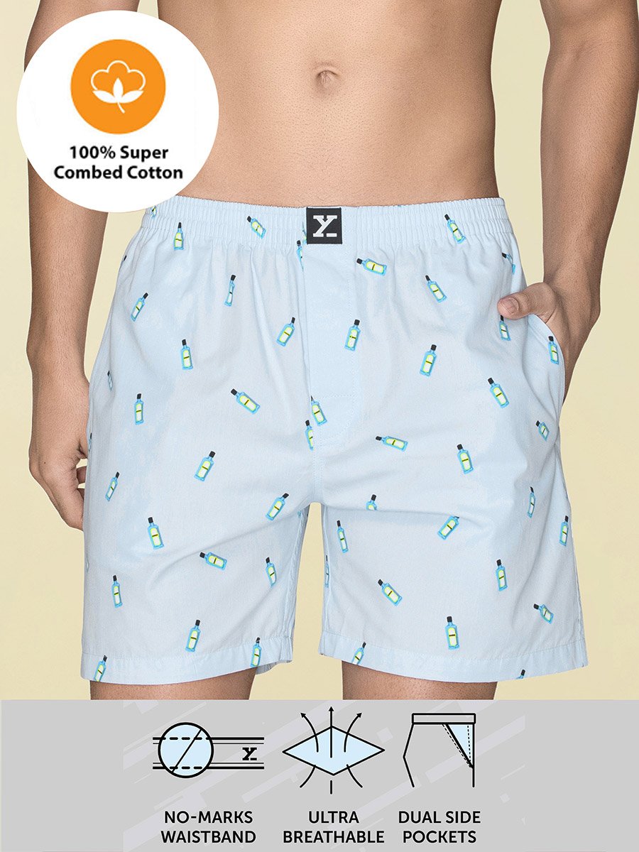 Printed Cotton Boxer Shorts with Elasticated Waistband