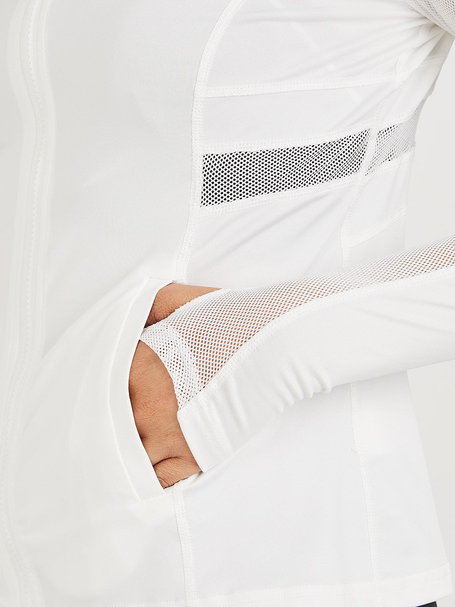 Mesh Insert Pocket Detail Zip Up Thumbhole Jacket