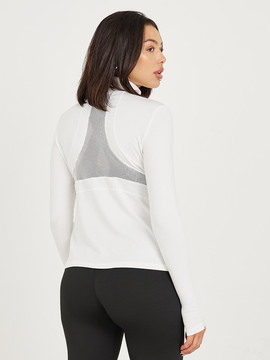 Mesh Insert Pocket Detail Zip Up Thumbhole Jacket