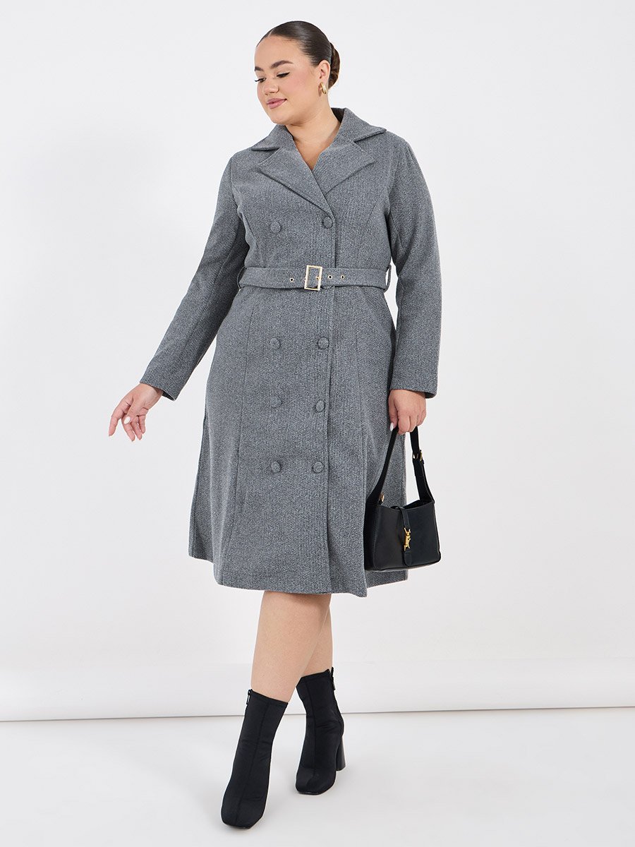 plus size midi blazer dress Plus Size Blazer Dress with Cape Detail in Black