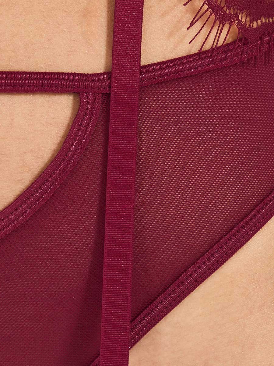 Pack of 3 - Non Padded Wired Eyelash Lace Babydoll, Thong and Stockings