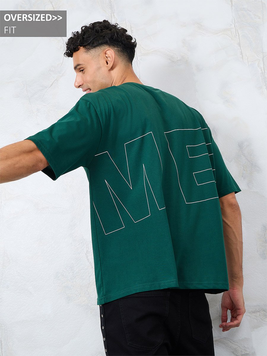 Front and Back Slogan Print Oversized T-Shirt