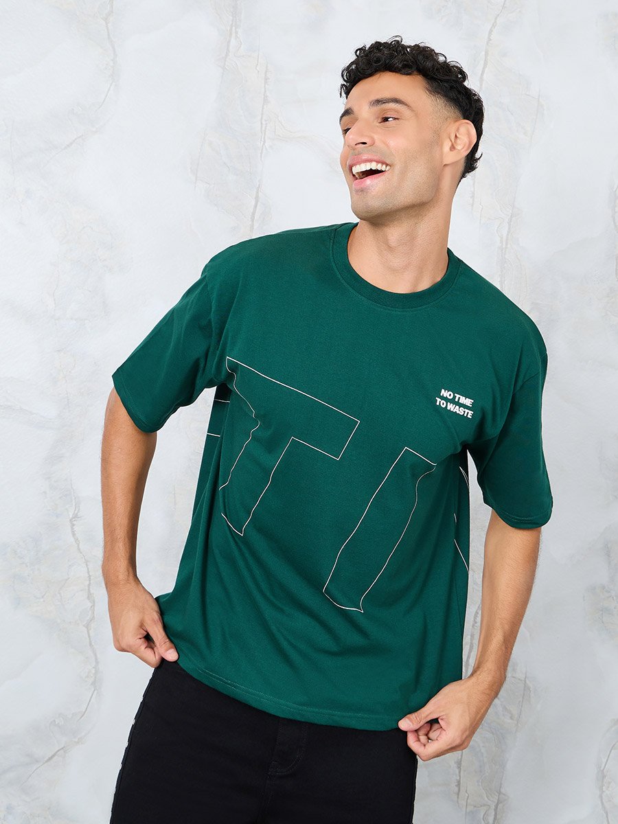 Front and Back Slogan Print Oversized T-Shirt