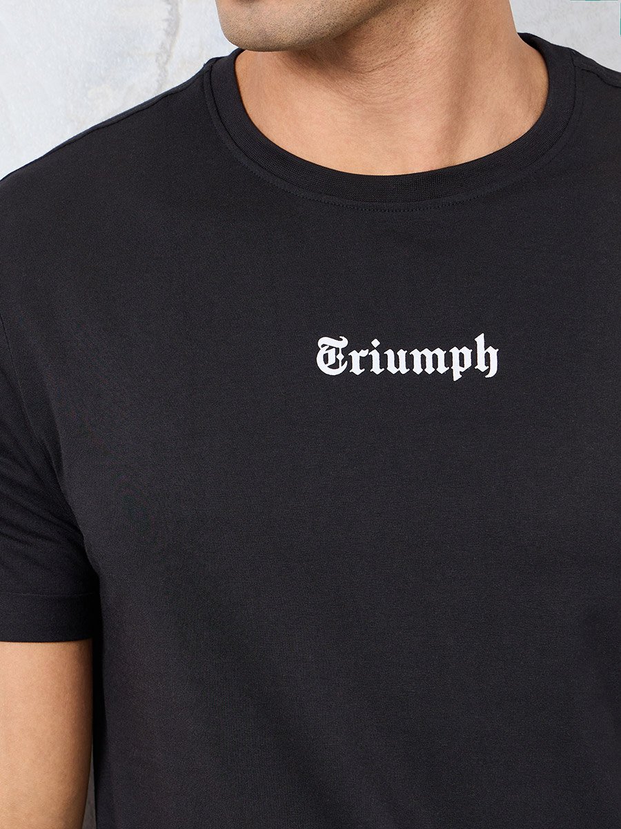 Slogan Print Regular T-Shirt with Sleeve Turnup