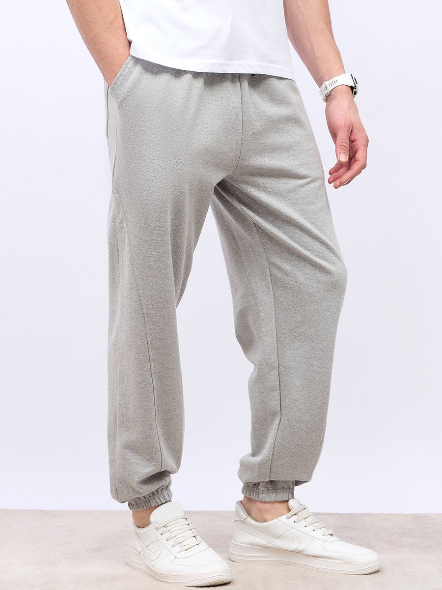 Men Heavy Fleece Joggers with Badge Detail