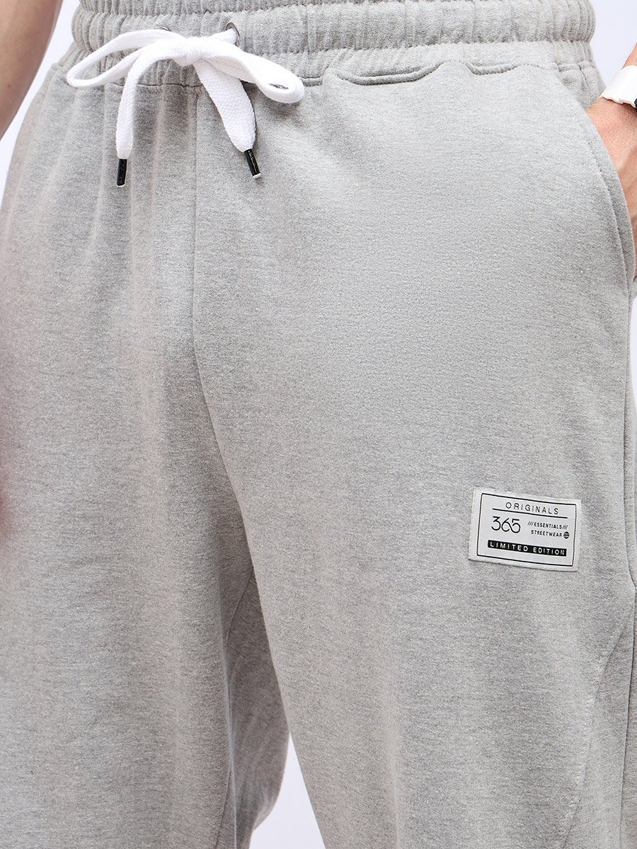 Men Heavy Fleece Joggers with Badge Detail