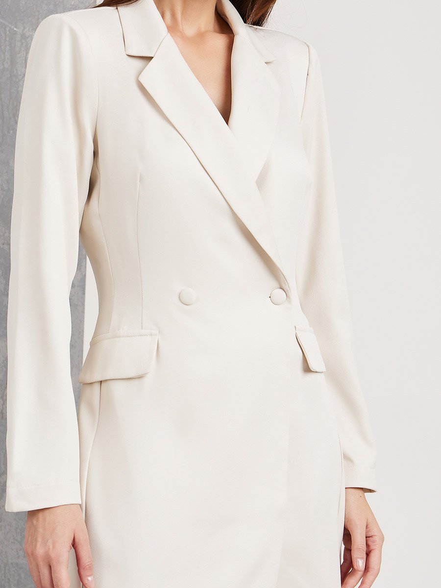 Solid Button Up Knee Length Blazer Dress For Women at Saudi | Styli