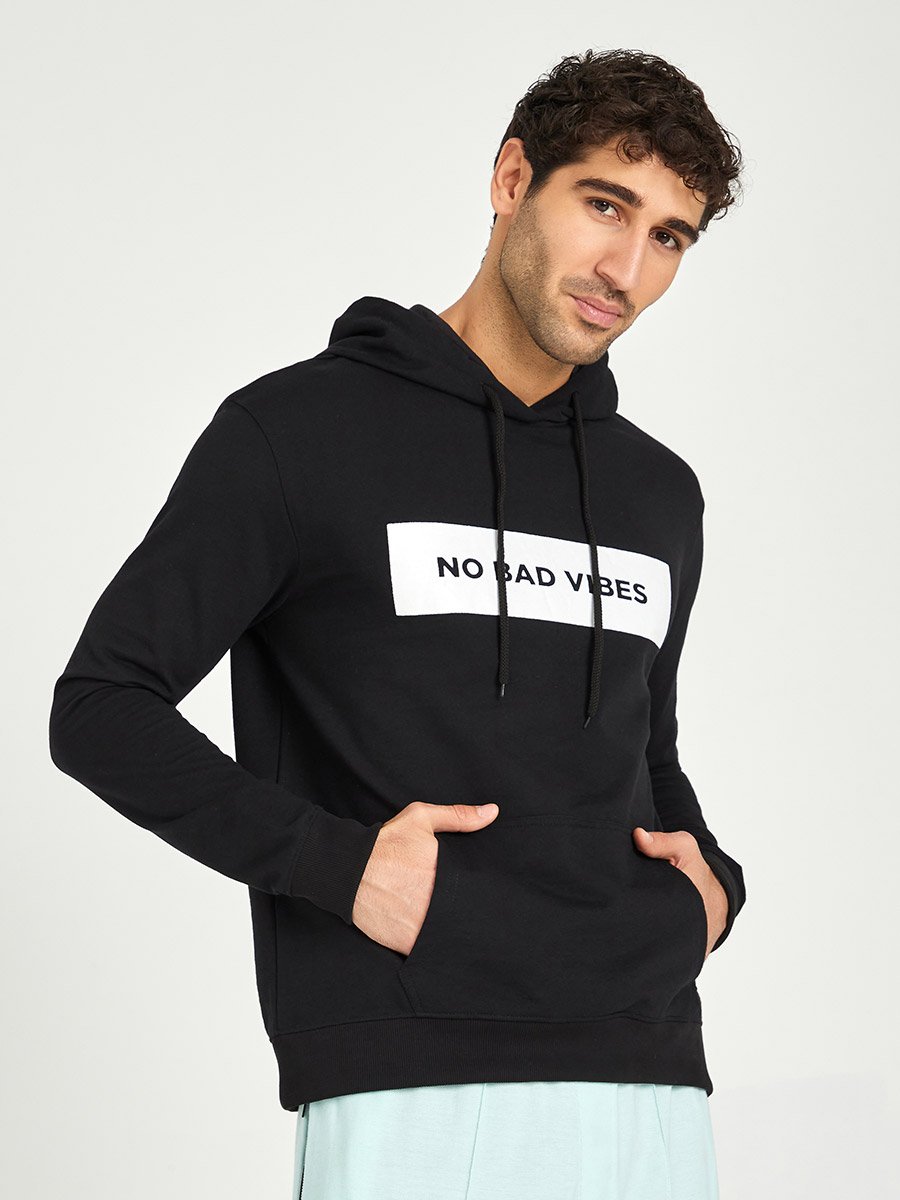 Slogan HD Text Print Relaxed Fit Hoodie
