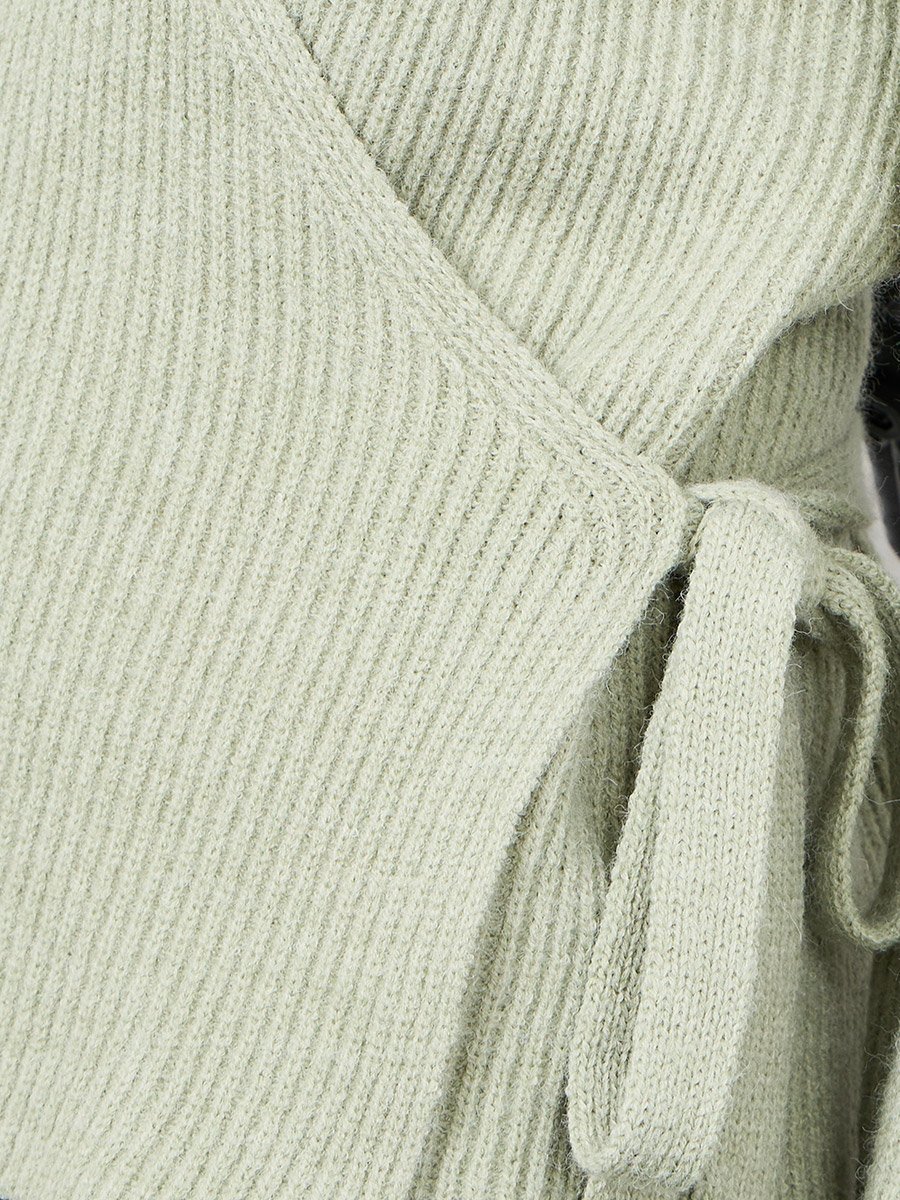 Knitted Functional Wrap Top with Tie Side