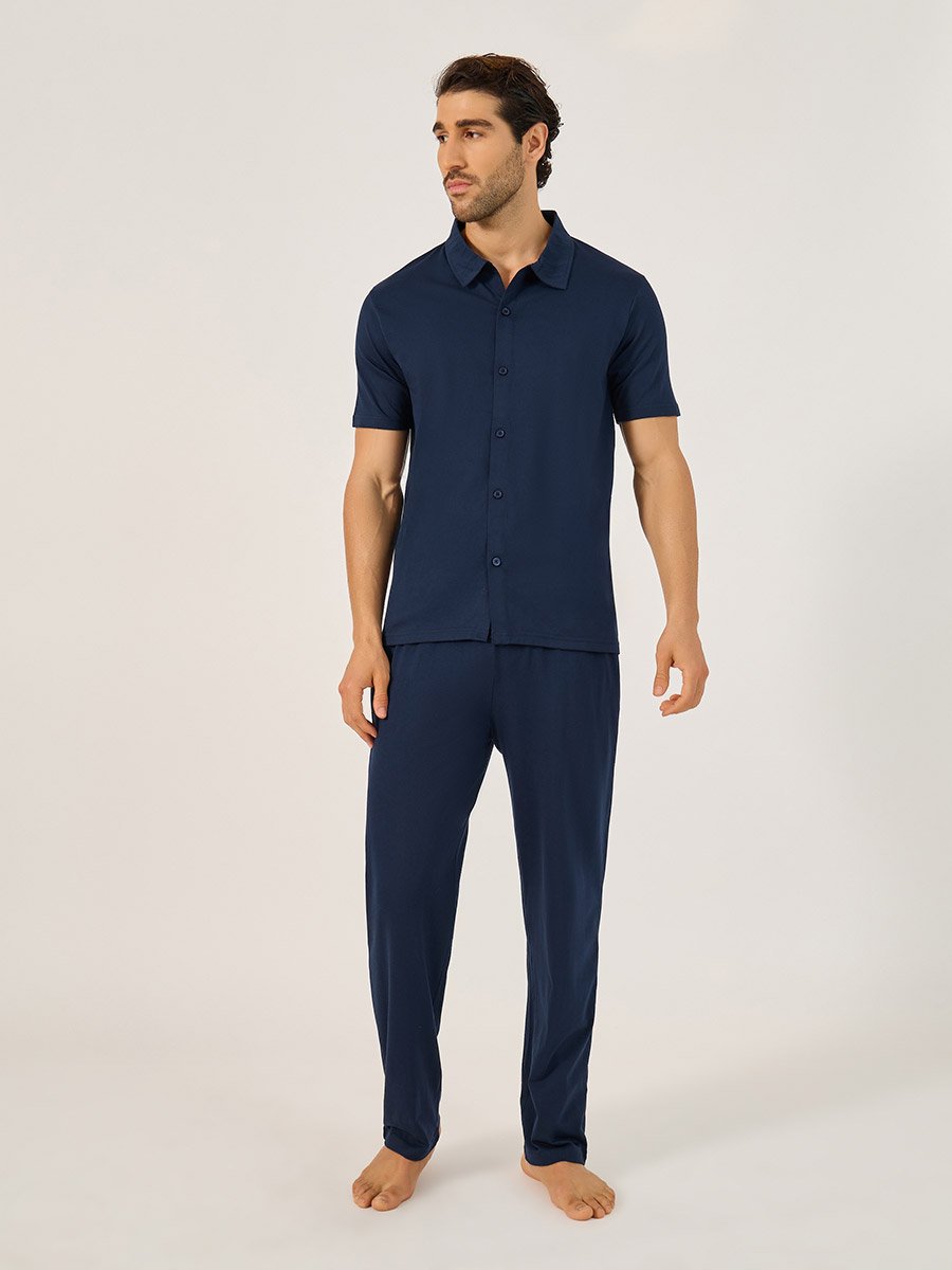 Solid Shirt and Pyjama Nightwear Set