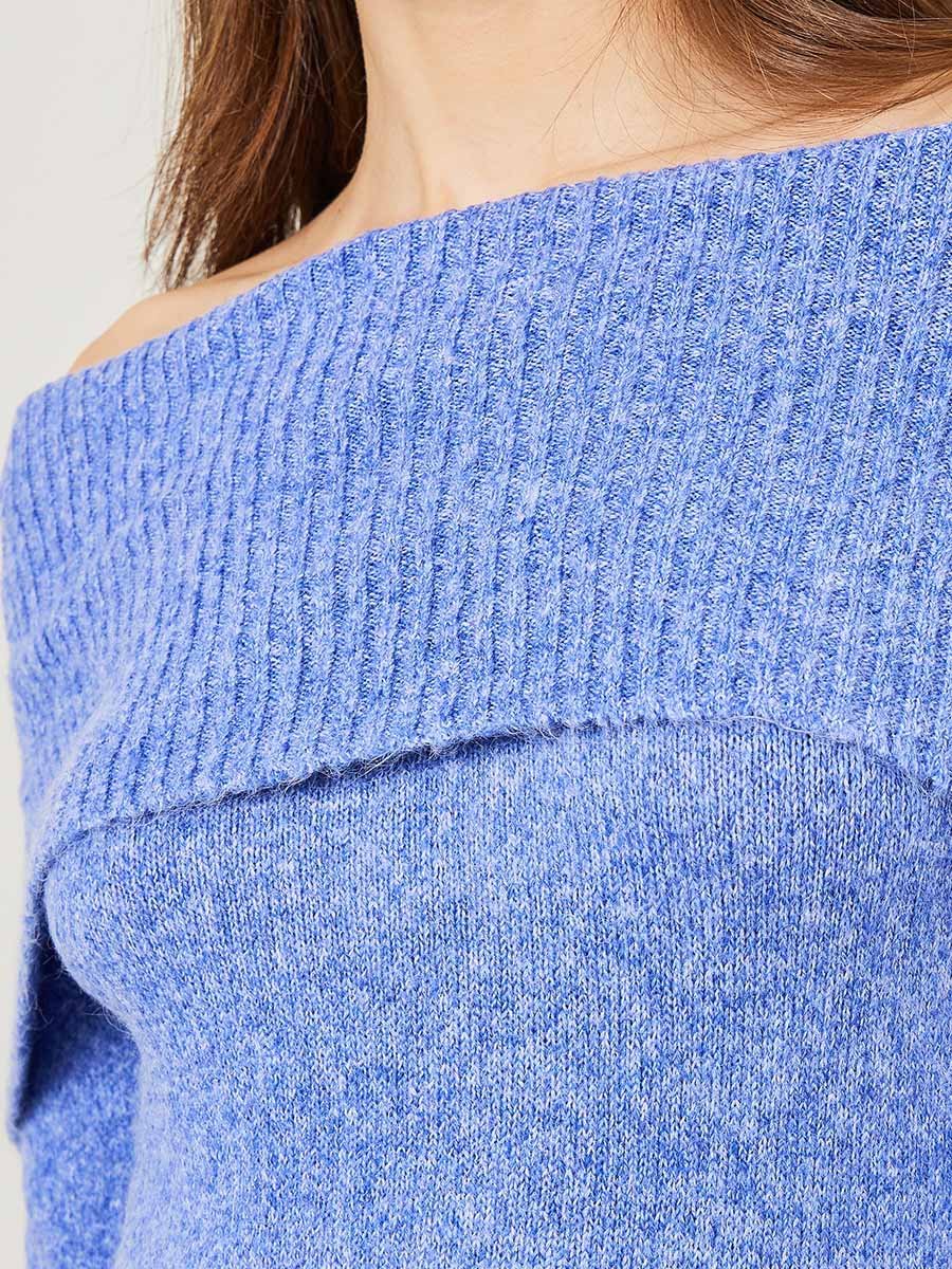 Off Shoulder Knit Sweater Midi Dress