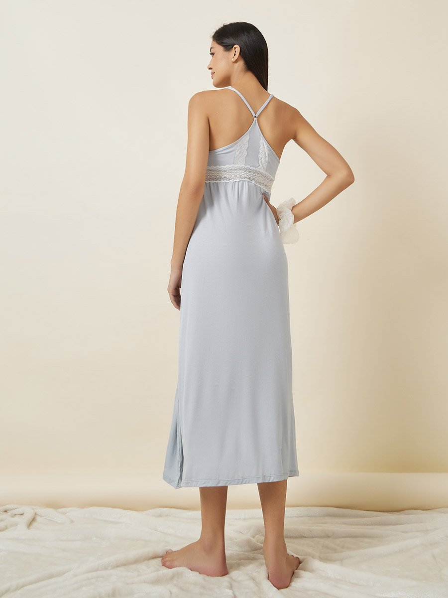Lace Insert Racerback Slip Dress For Women at UAE | Styli