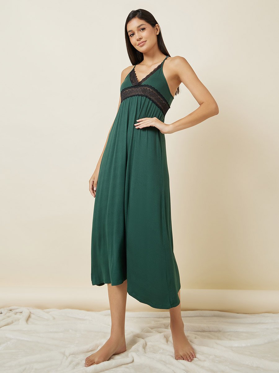 Lace Insert Racerback Slip Dress For Women at Saudi | Styli Lace Insert Racerback Slip Dress For Women at Saudi | Styli