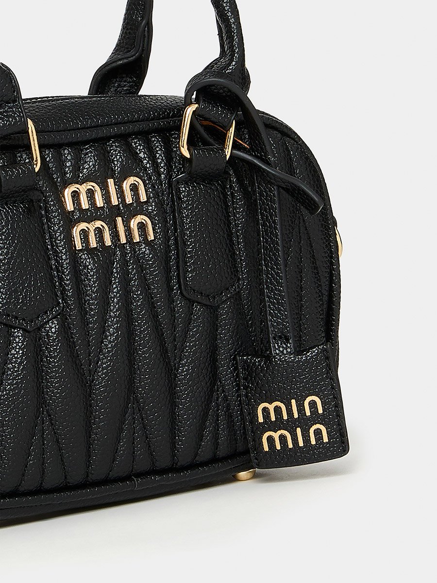 Quilted Pattern Handbag with Double Handle