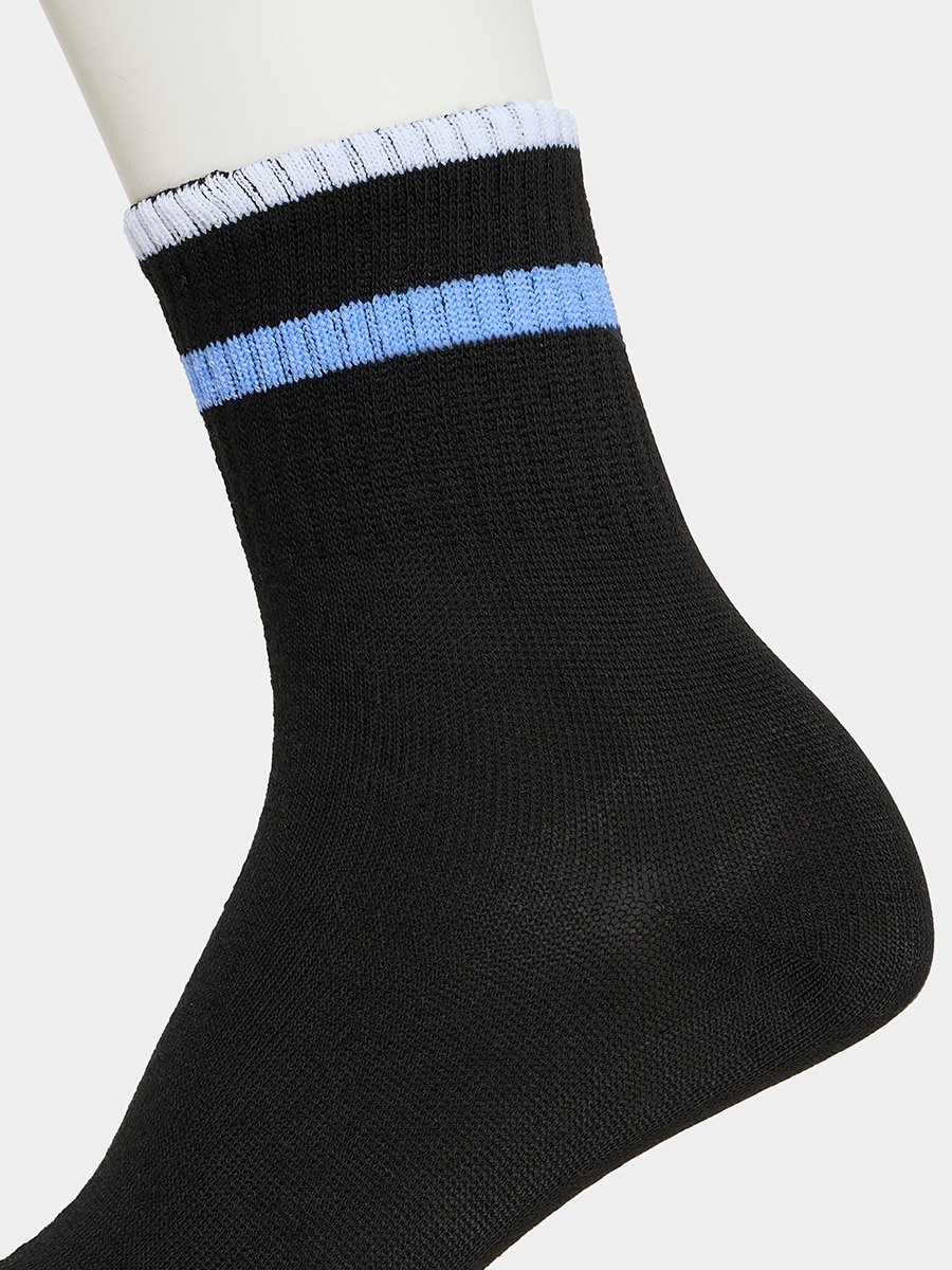 Pack of 5 - Stripe Cuff Printed Crew Socks