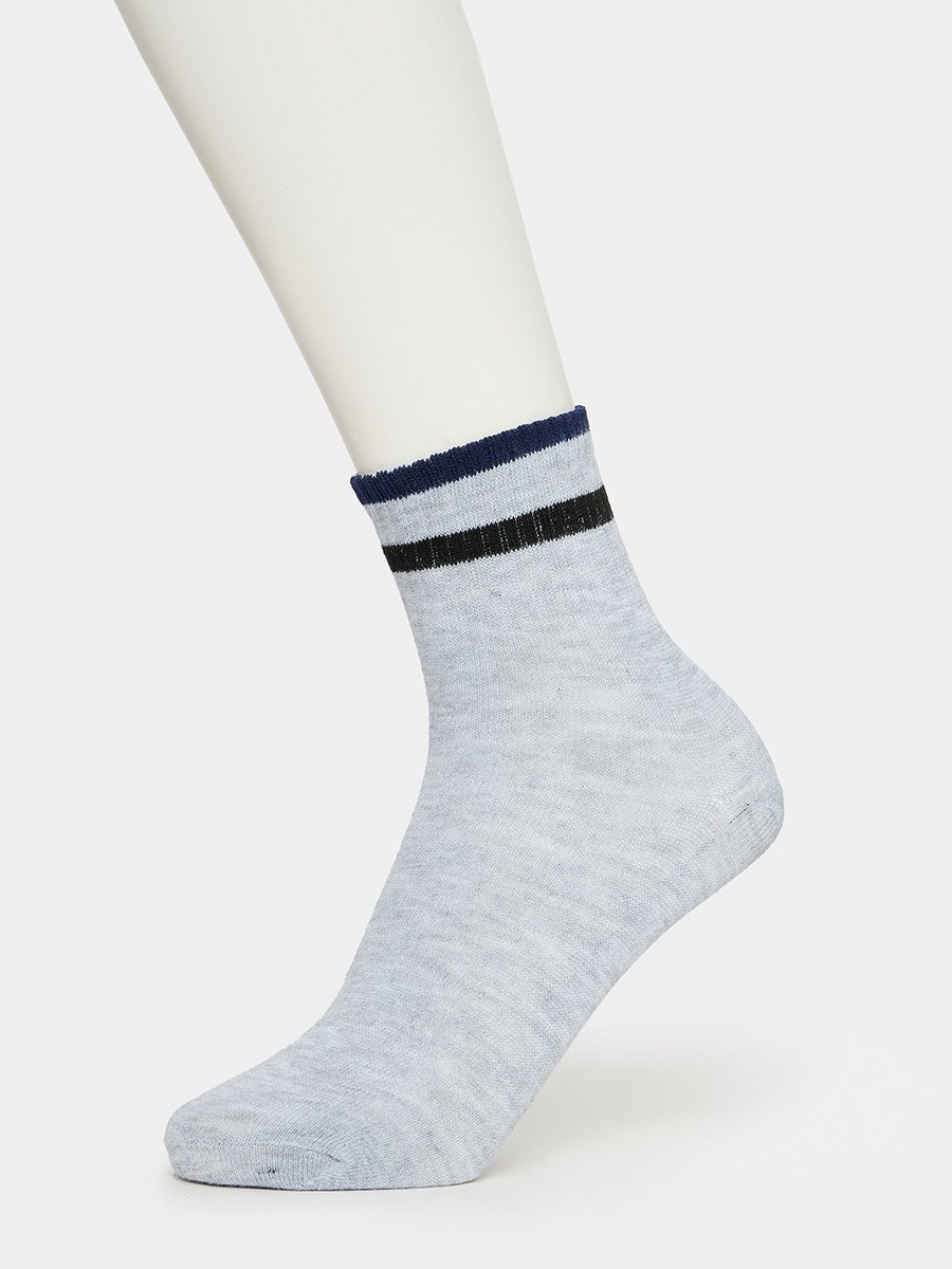 Pack of 5 - Stripe Cuff Printed Crew Socks