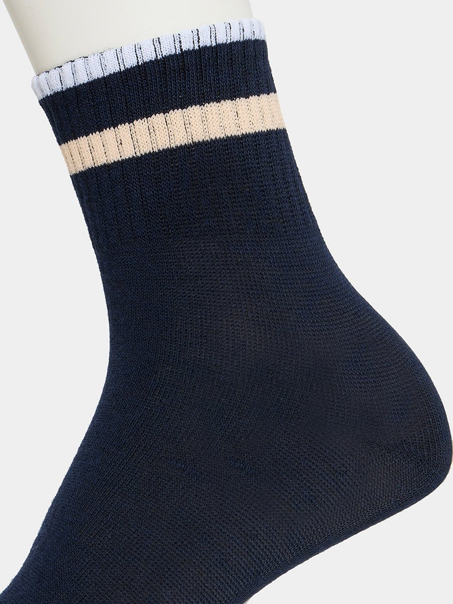 Pack of 5 - Stripe Cuff Printed Crew Socks