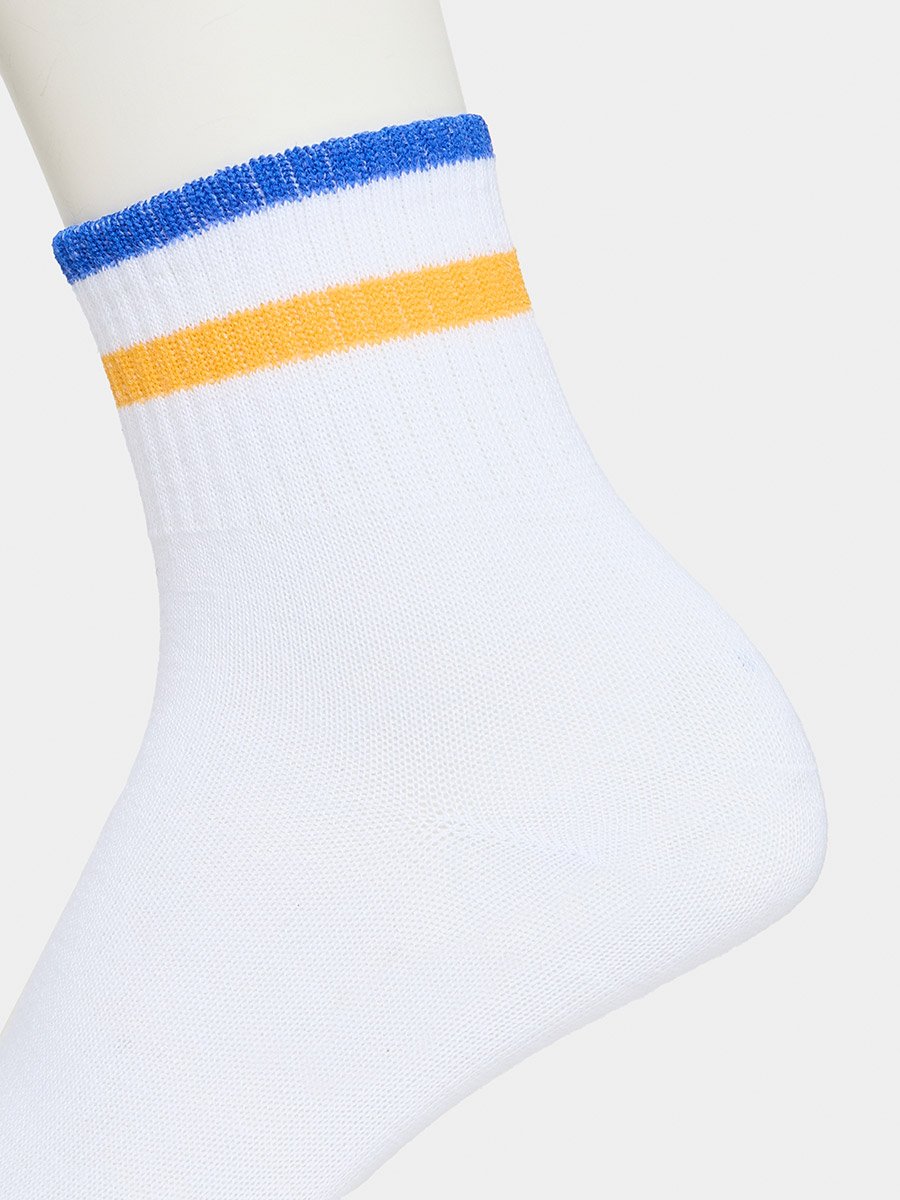 Pack of 5 - Stripe Cuff Printed Crew Socks