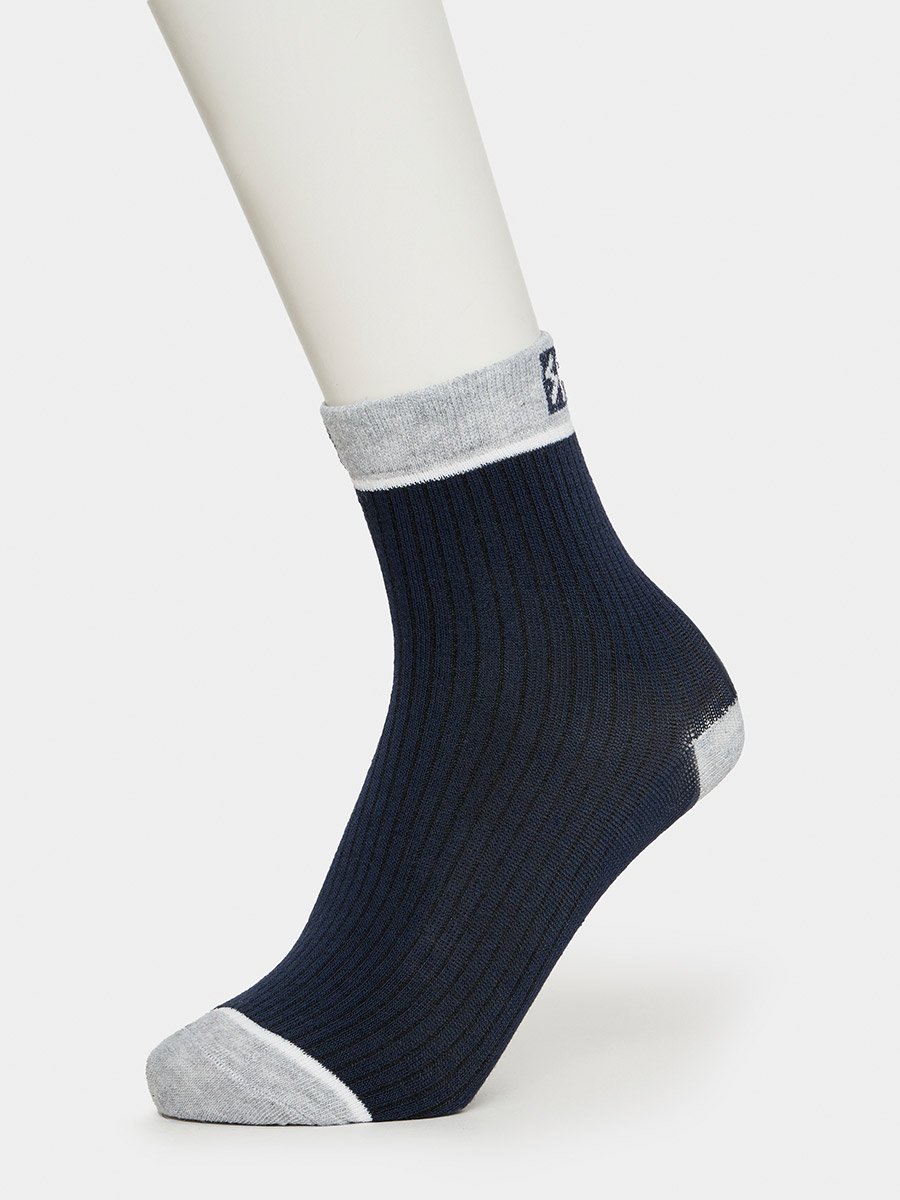 Pack of 5 - Embroidered Patch Ribbed Detail Crew Socks
