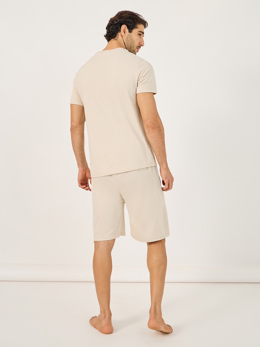 Slogan Print Crew Neck T-Shirt and Shorts Pyjama Set