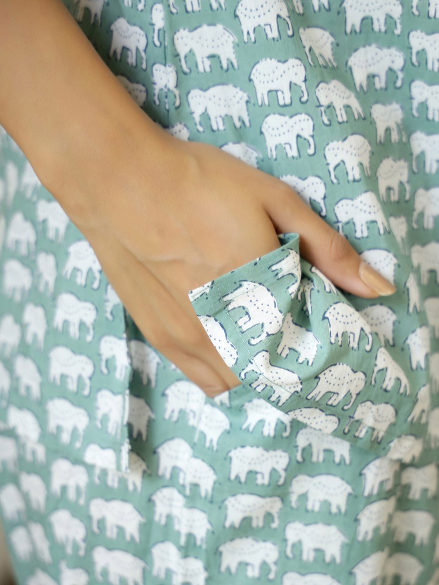 Elephant Print Cotton Shirt and Pyjama Set