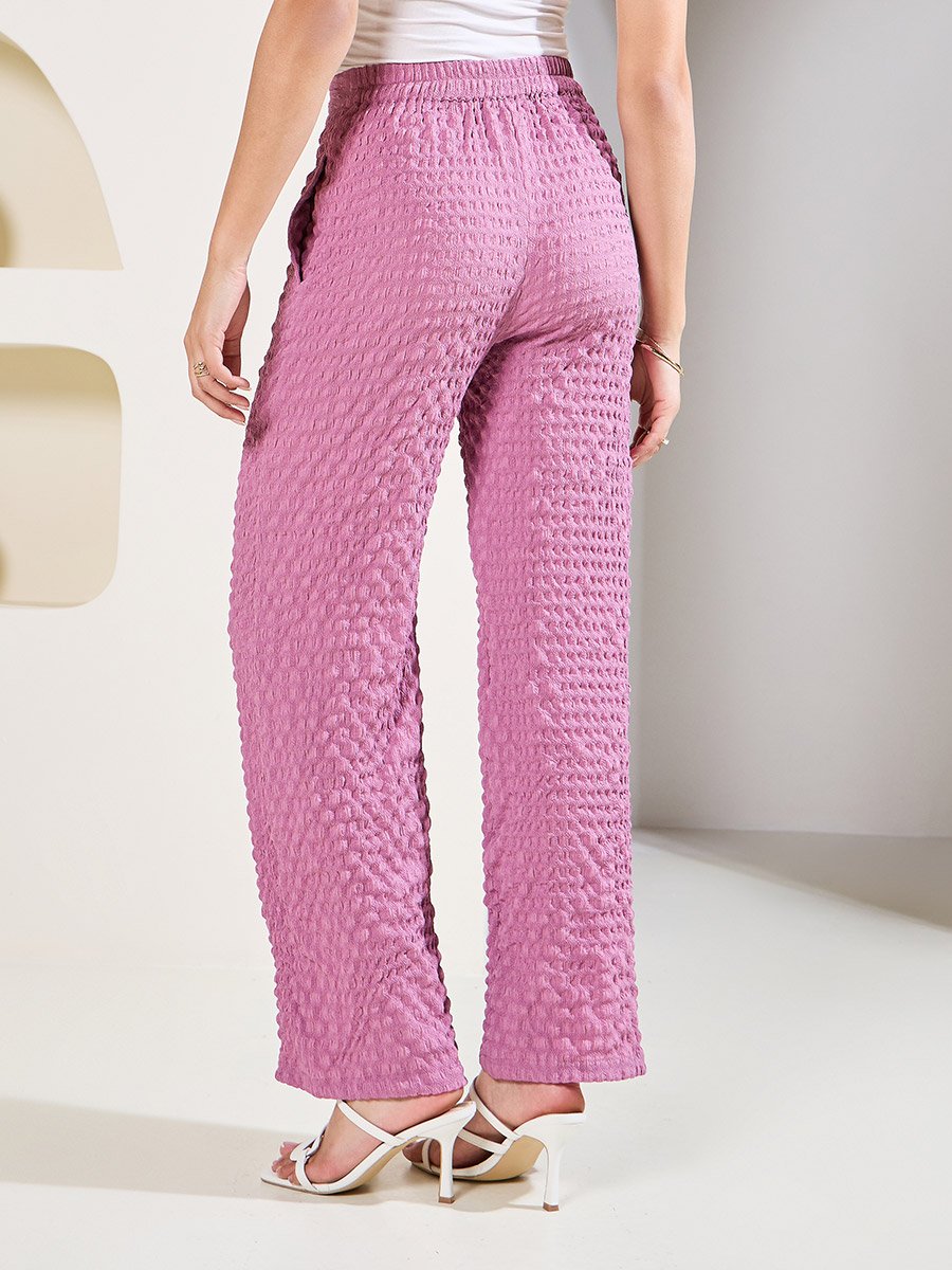 Oversized Textured Button Front Shirt and Pants Co-Ords
