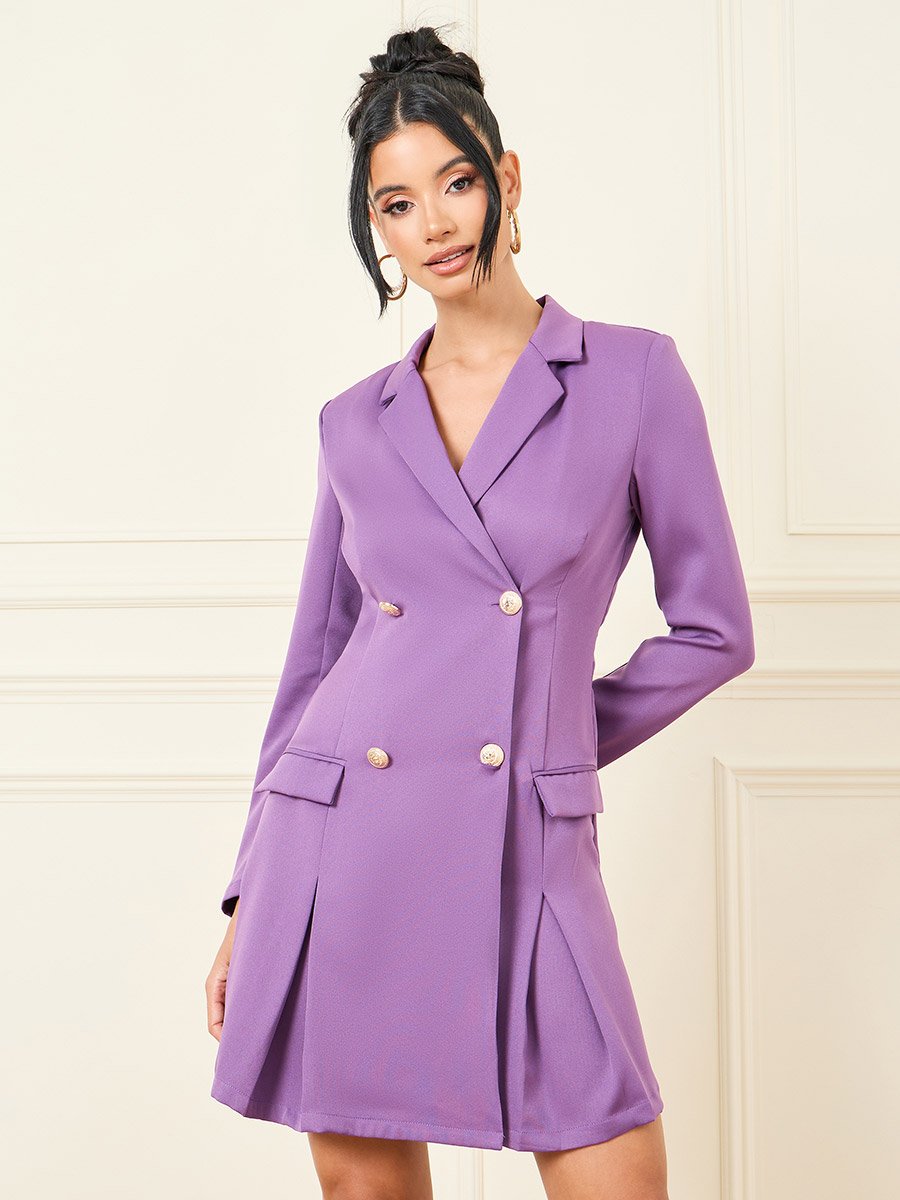 Double Breasted Notch Lapel Blazer Mini Dress