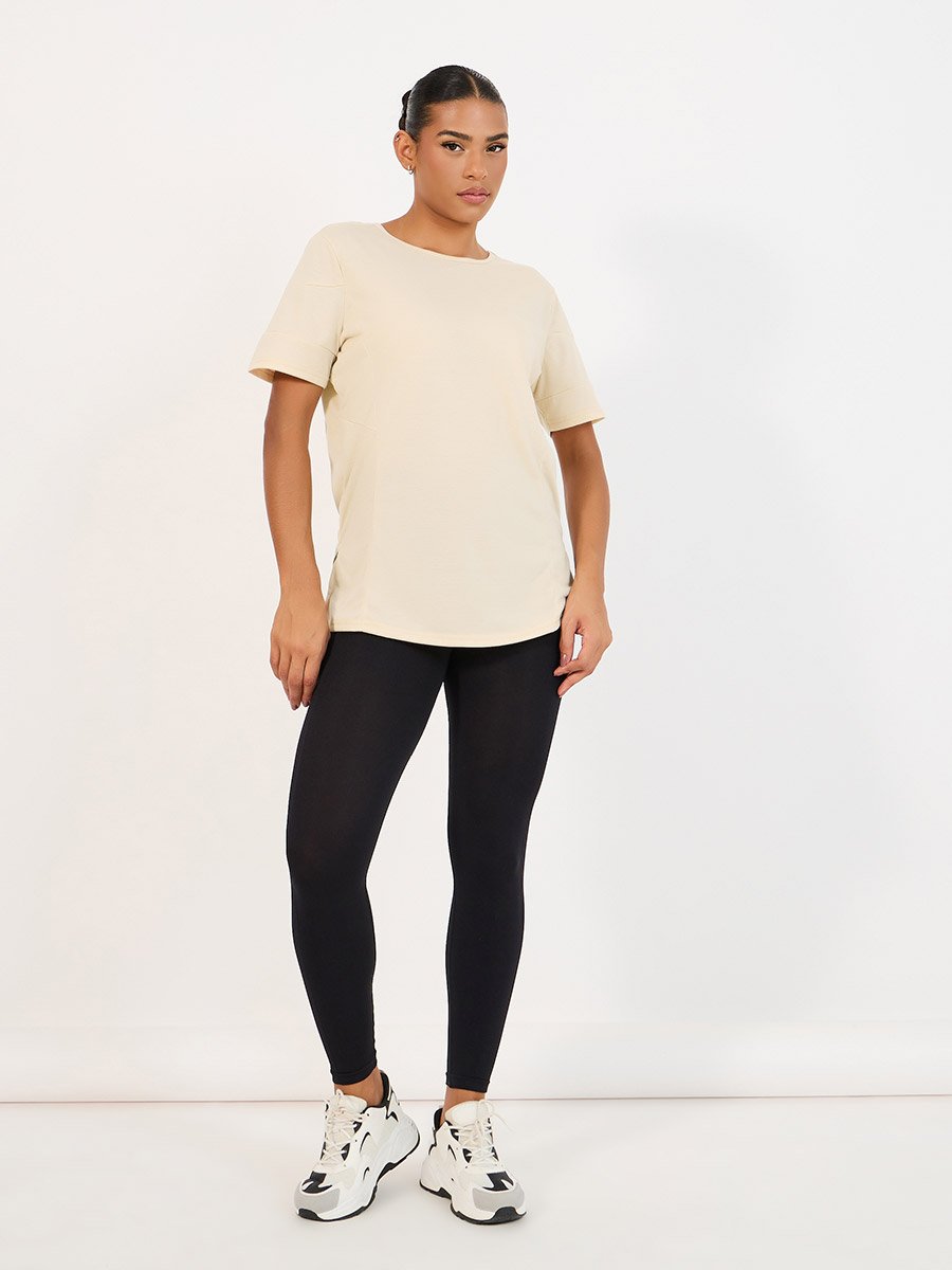 V Mesh Back Side Slit Oversized Top