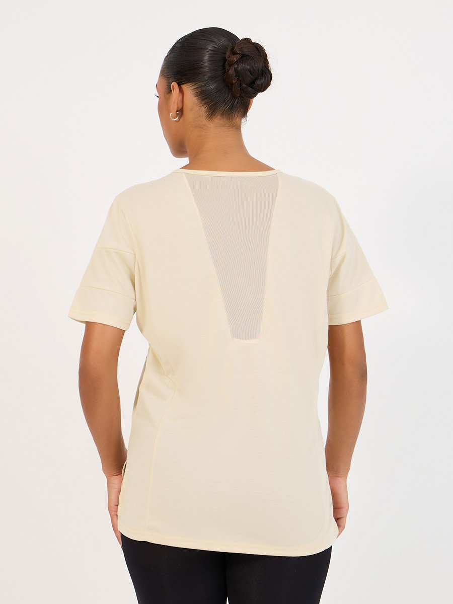 V Mesh Back Side Slit Oversized Top