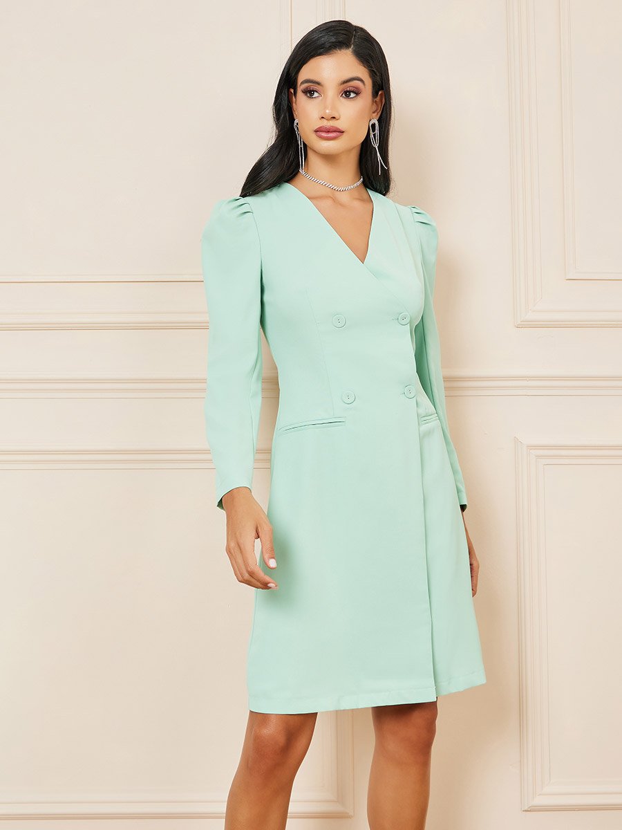 Double Breasted Knee Length Blazer Dress For Women at Bahrain | Styli Double Breasted Knee Length Blazer Dress For Women at Bahrain | Styli