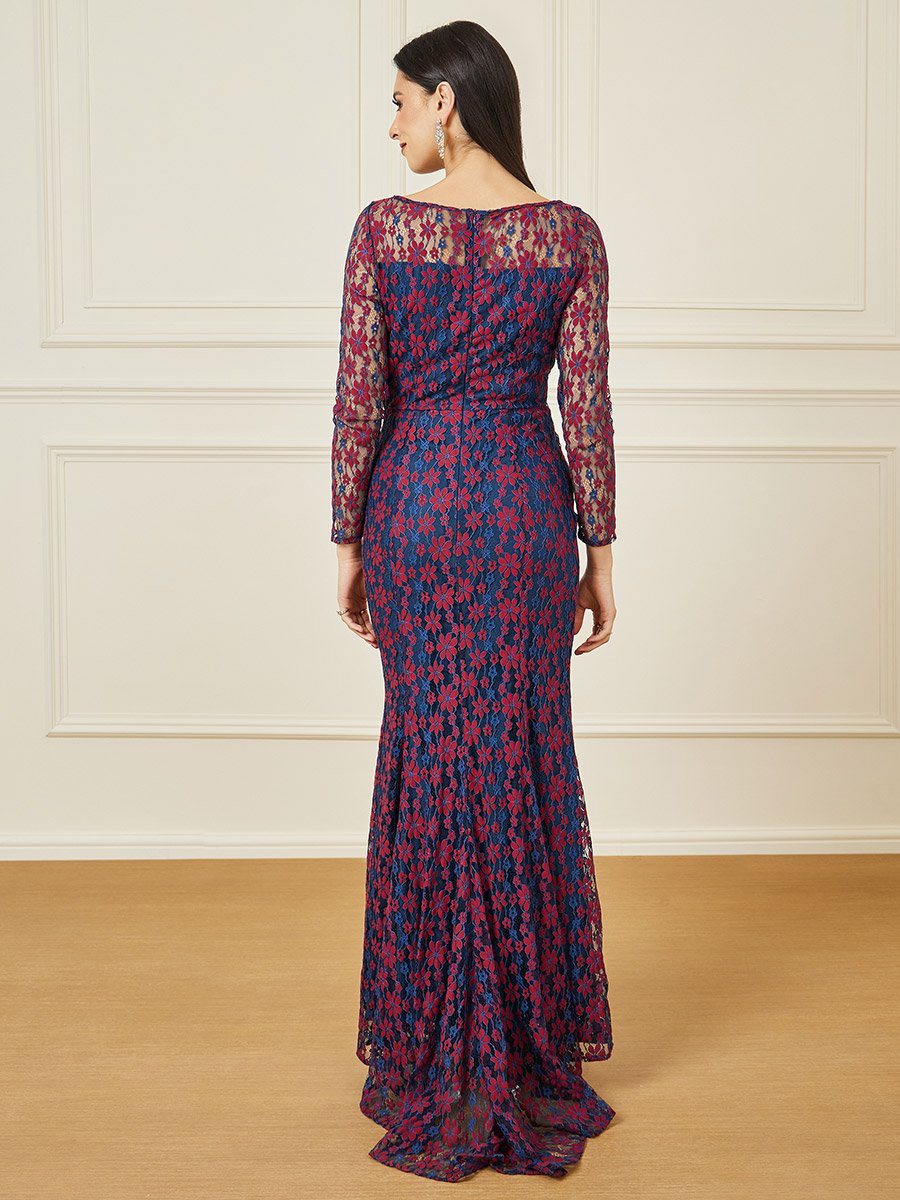 Embroidered Floral Lace Insert Maxi Dress