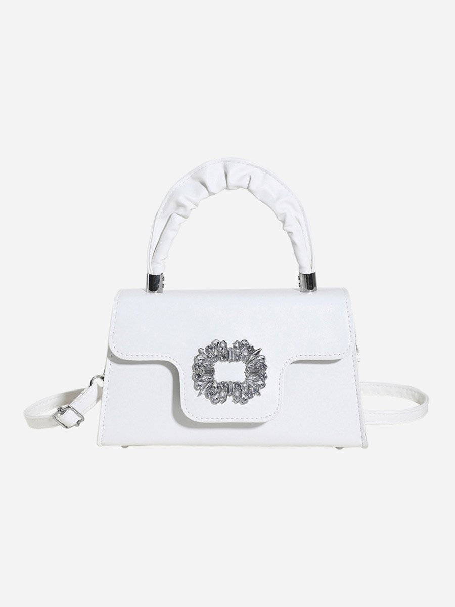 Embellished Flap Handbag with Top Handle