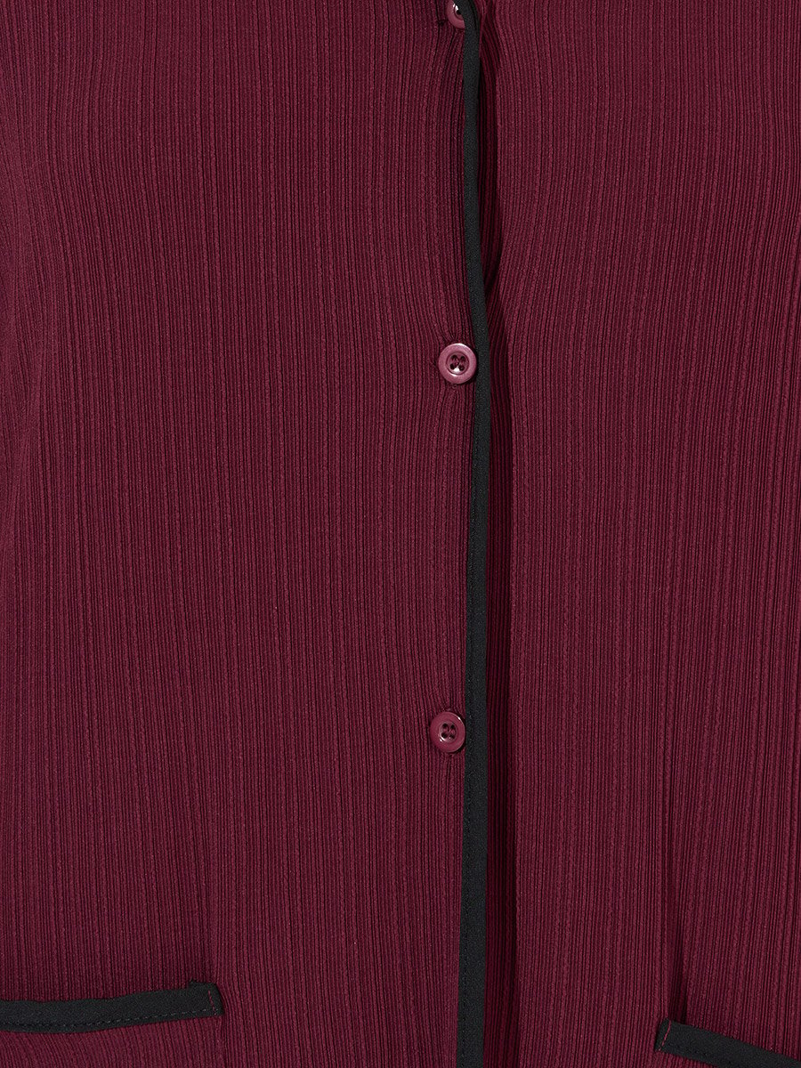 Rib Contrast Edge Button Closure Nightshirt Dress
