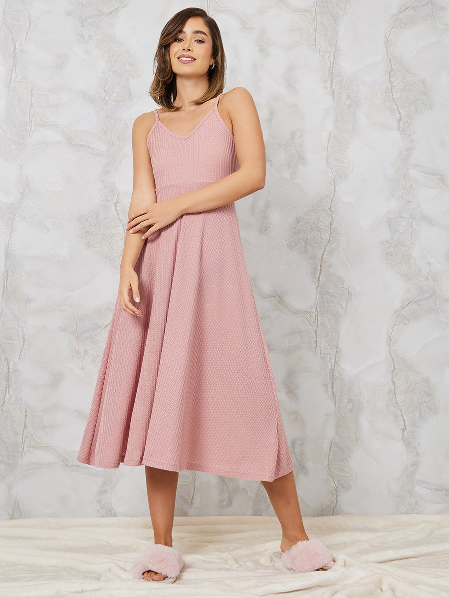 Waffle Knit Textured Nightdress