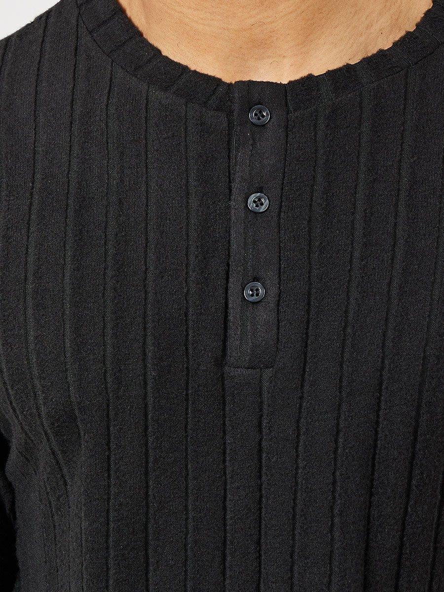Ribbed Long Sleeves T-Shirt and Open Hem Pyjama Set