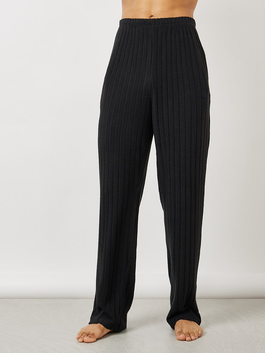 Ribbed Long Sleeves T-Shirt and Open Hem Pyjama Set