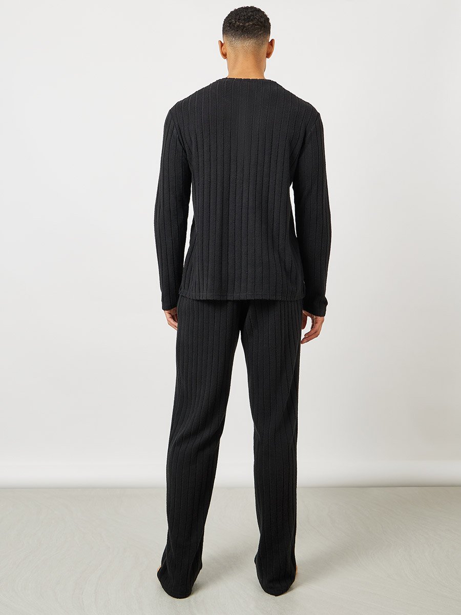Ribbed Long Sleeves T-Shirt and Open Hem Pyjama Set