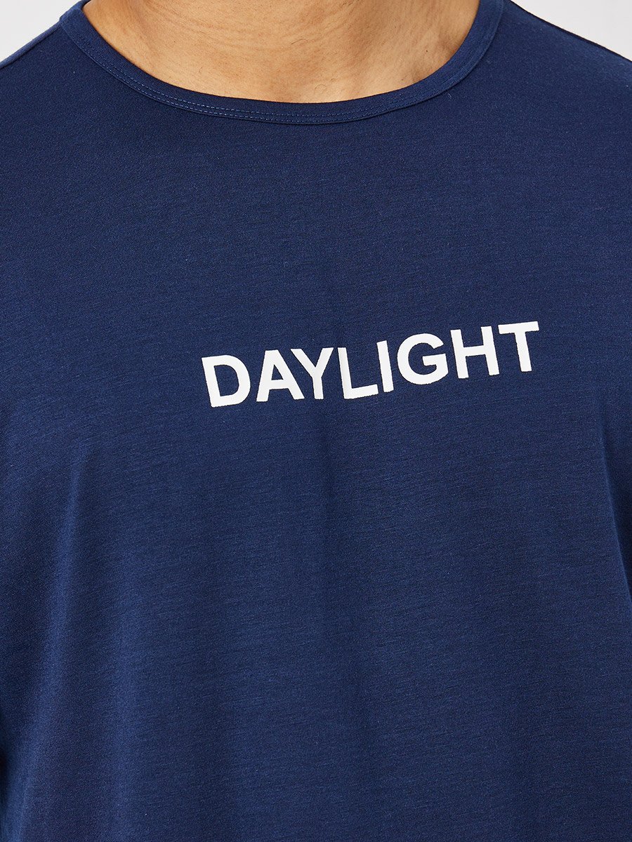 Slogan Print T-Shirt and Striped Pyjama Set