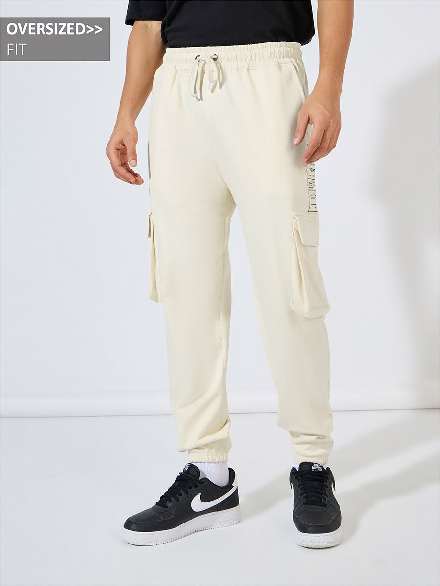 Graphic Print Oversized Cargo Joggers