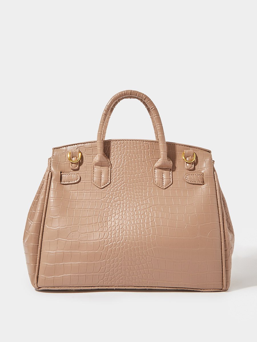 Dual Strap Handle Bag with Lock Accent