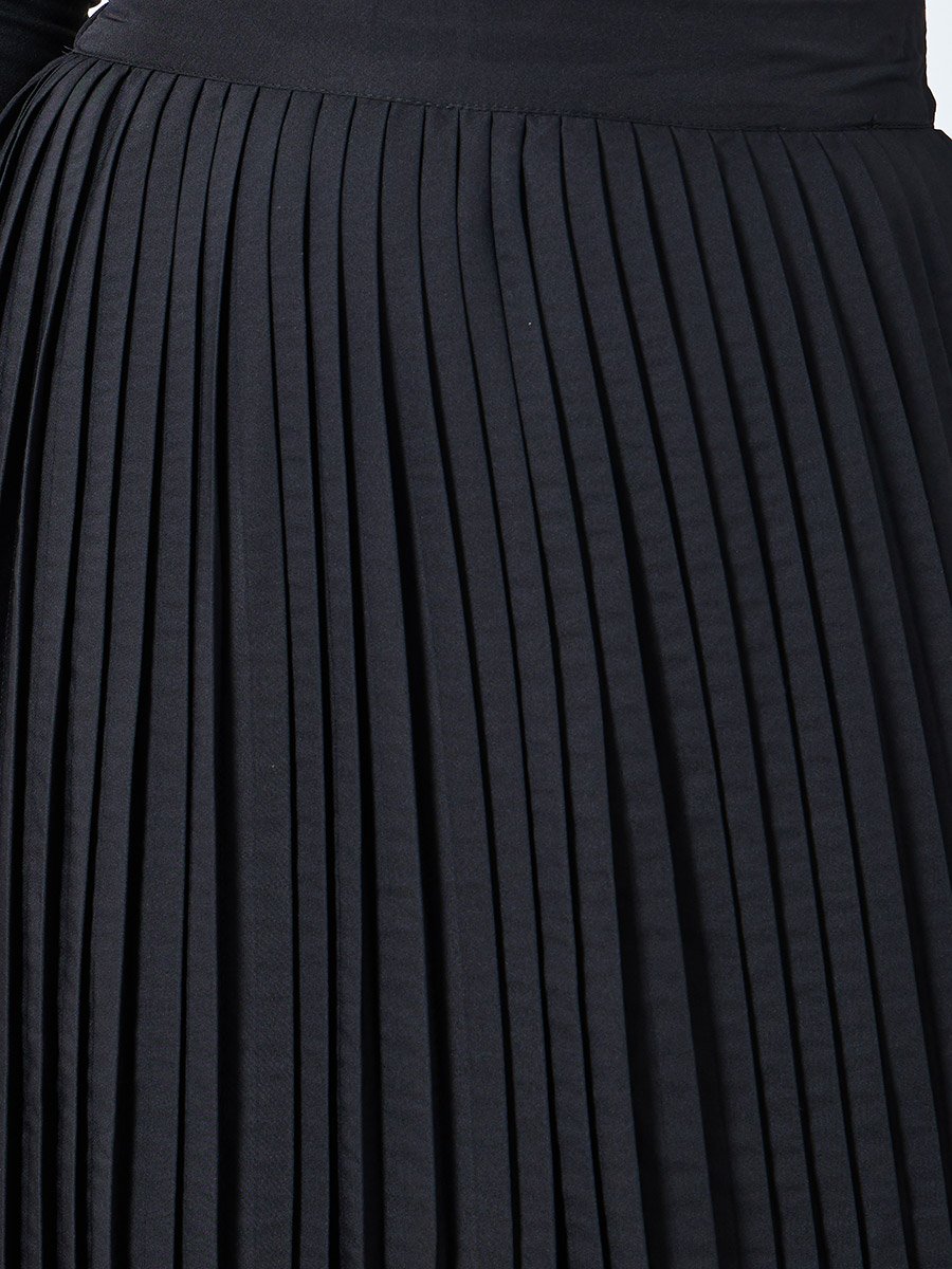 Pleated Flared Maxi Skirt