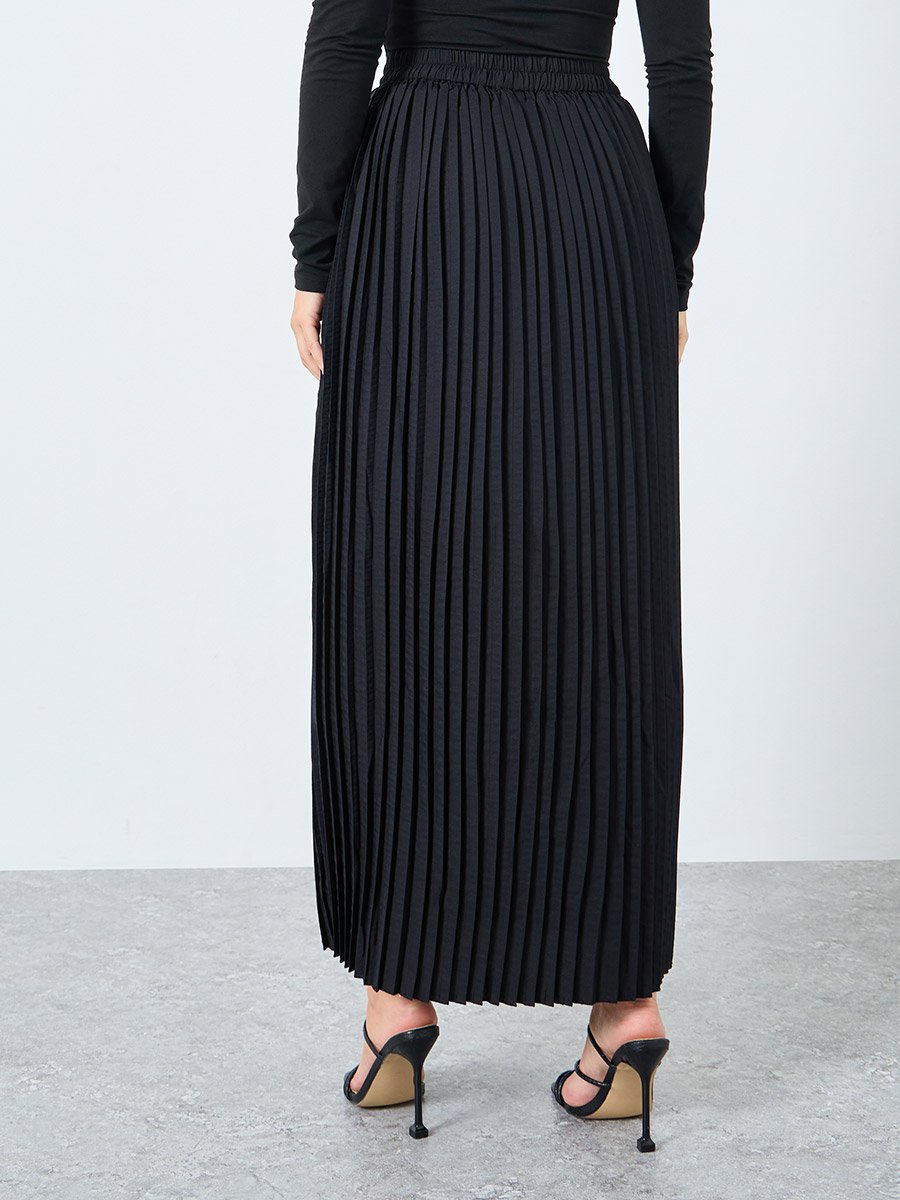 Pleated Flared Maxi Skirt