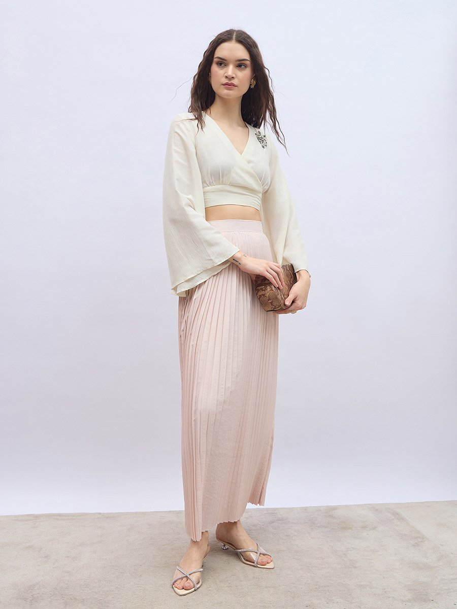Pleated Flared Maxi Skirt For Women at UAE | Styli