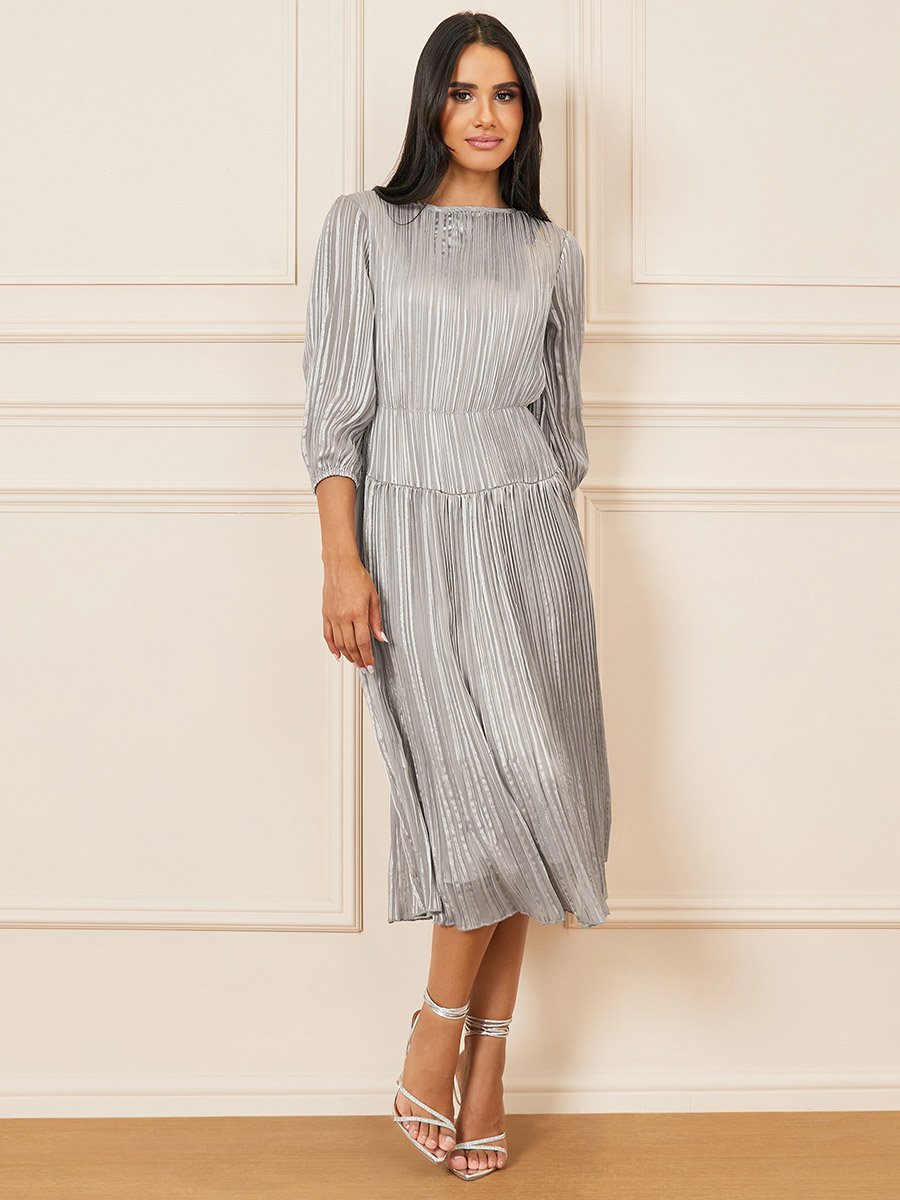 Lurex Striped Tiered Midi Dress