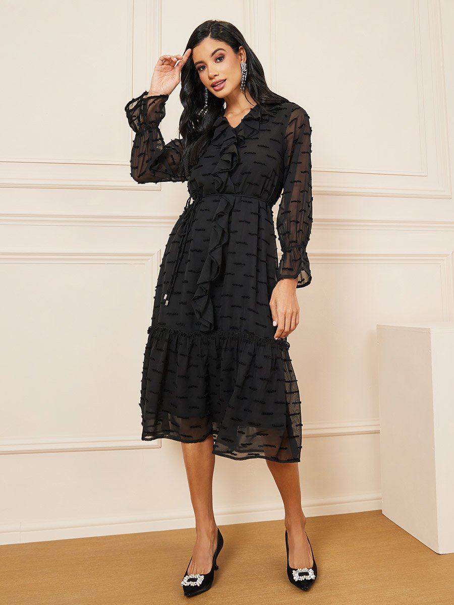 dobby mesh self-tie ruffled halter dress Our Dobby Mesh Self-Tie Ruffled Halter Dress is such a vibe