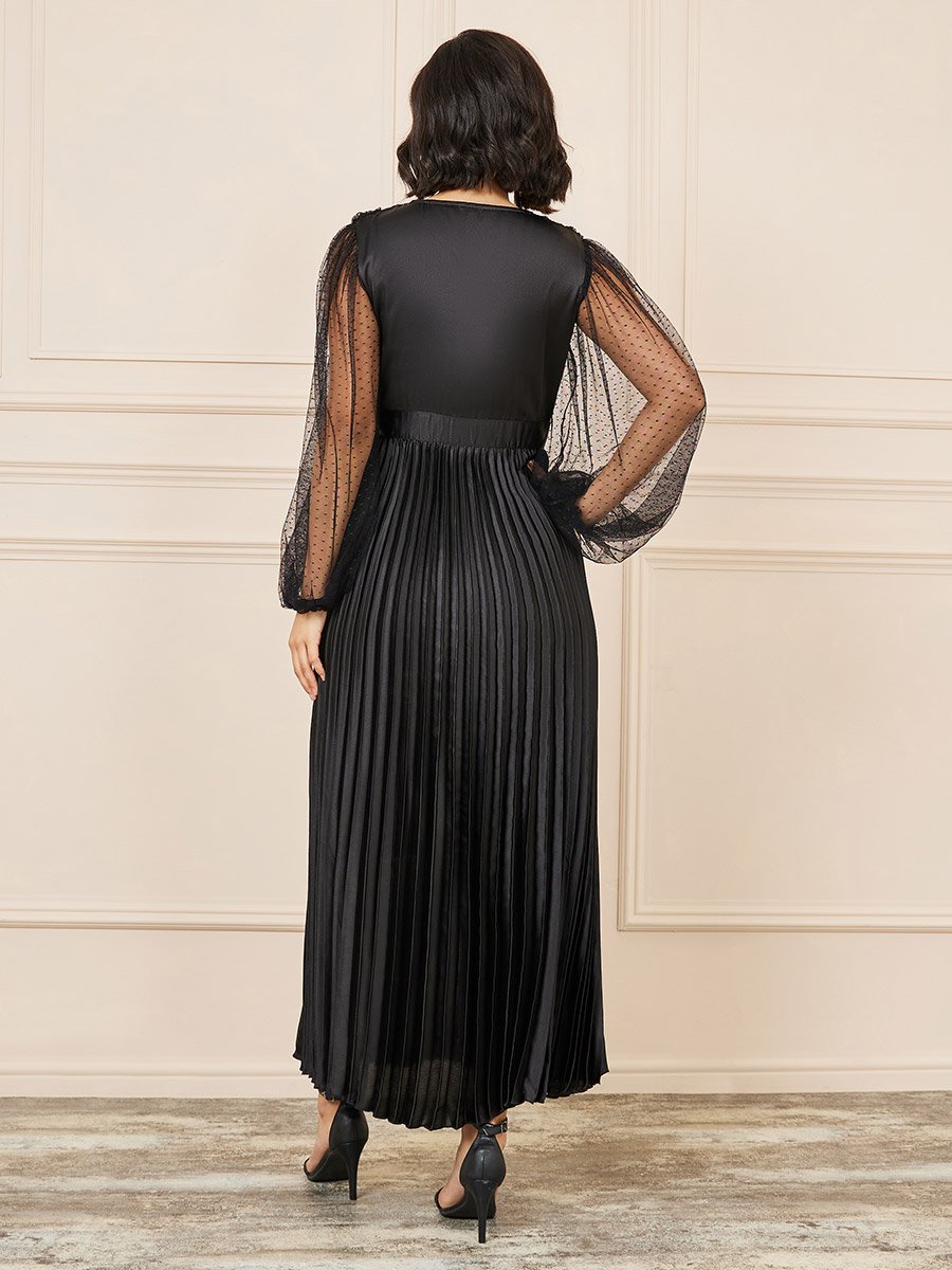 dobby mesh dress Black Plus Dobby Mesh Ruffle Smock Dress