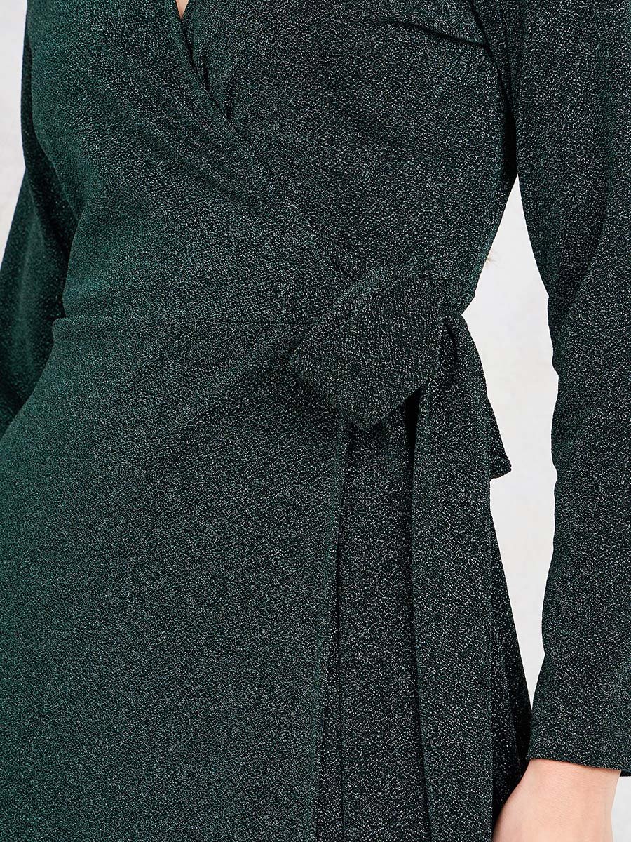 Shimmer A-Line Midi Wrap Dress